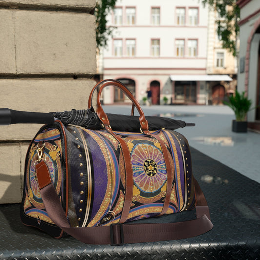 Golden Dome PU Leather Bag, Baroque Luggage, Purple Travel Bag, Faux Leather Luggage, Duffle Bag | 104921B