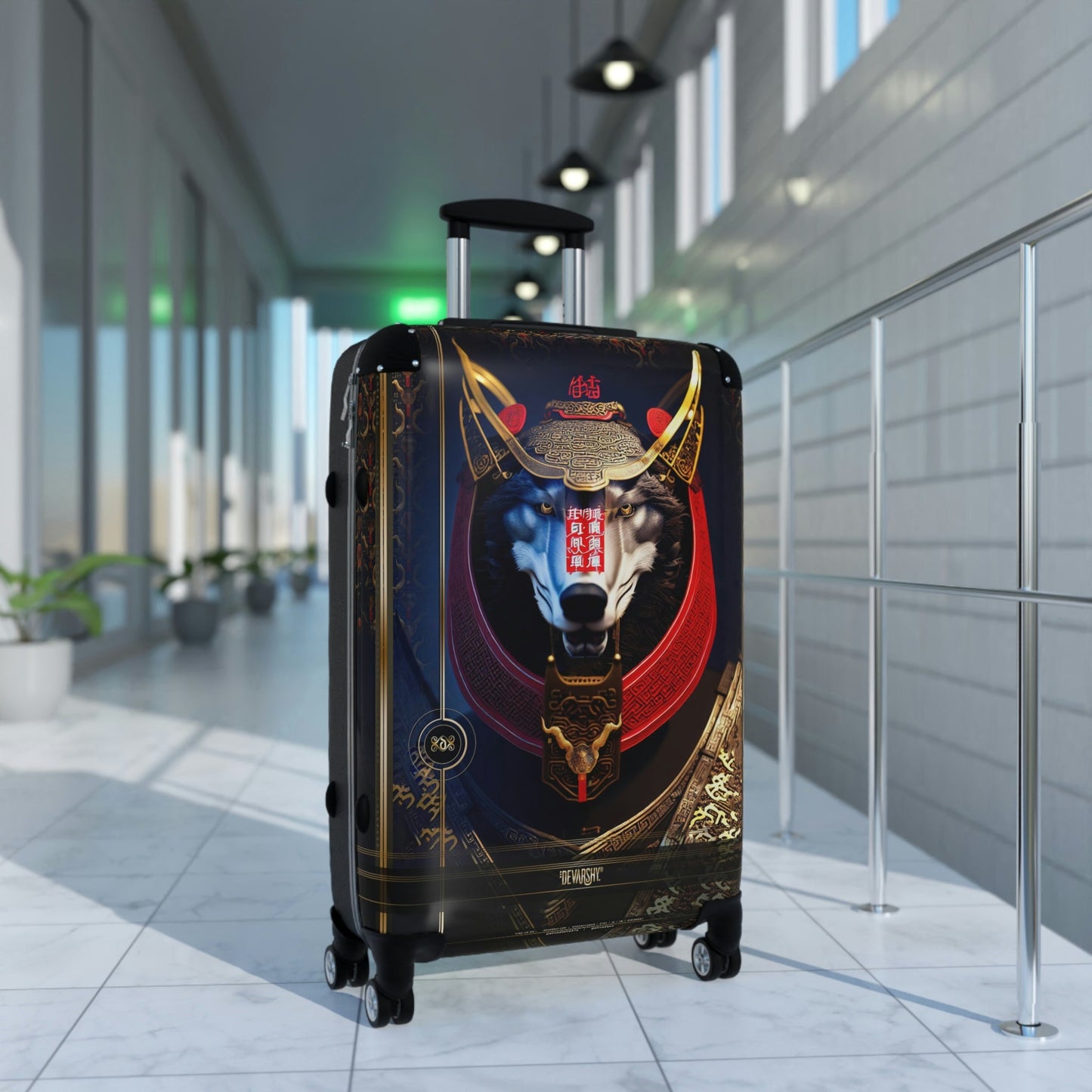 SAMURAI HUSKY Suitcase Carry-on Suitcase Robot Dog Luggage Black Hard Shell Suitcase in 3 Sizes | D20127