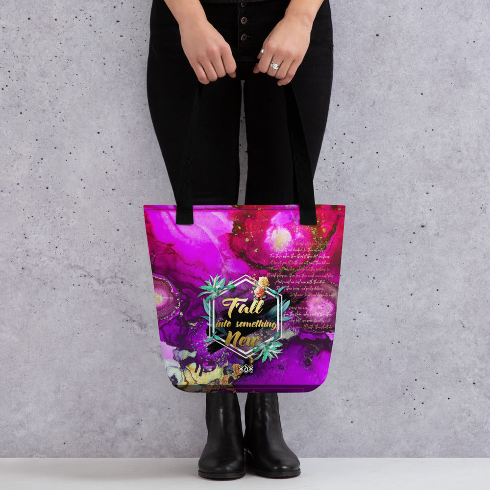 Violet Floral Print Bag, Spring Vibes Tote Bag, Floral Print Hand Bag, Fuchsia Canvas Handbag | FSN03