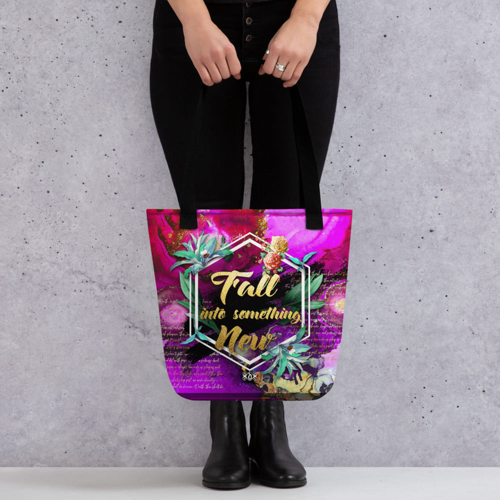 Violet Floral Print Bag, Spring Vibes Tote Bag, Floral Print Hand Bag, Fuchsia Canvas Handbag | FSN03